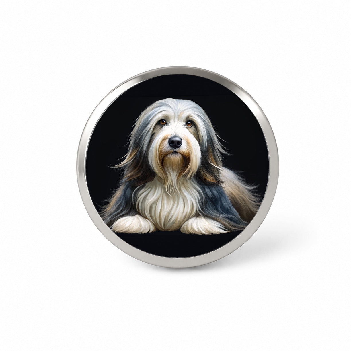 Bearded Collie Dog Illustration Novelty Hat Backpack Lapel Pin