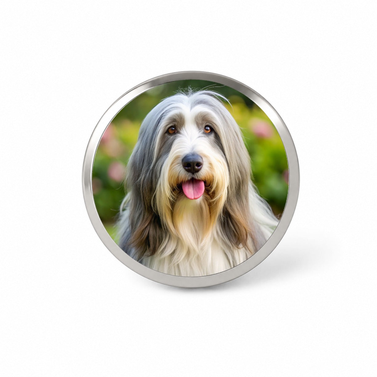Bearded Collie Dog Photo Novelty Hat Backpack Lapel Pin