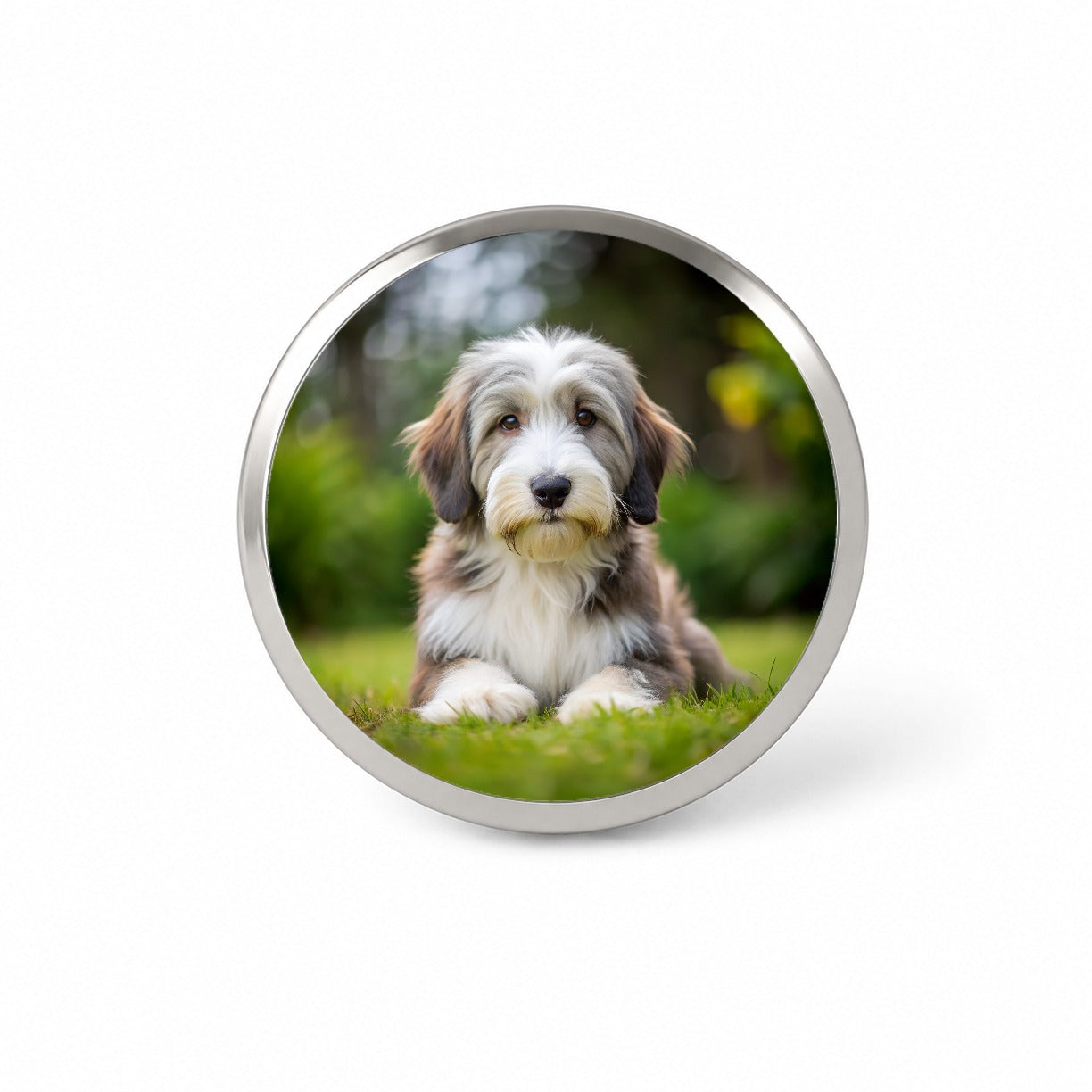 Bearded Collie Dog Puppy Photo Novelty Hat Backpack Lapel Pin