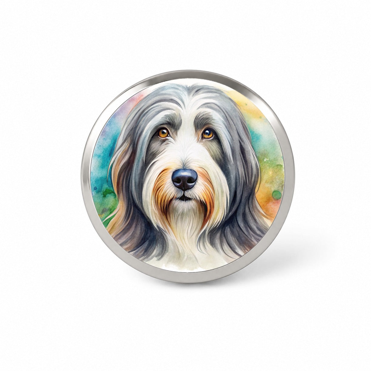 Bearded Collie Dog Watercolor Style Novelty Hat Backpack Lapel Pin
