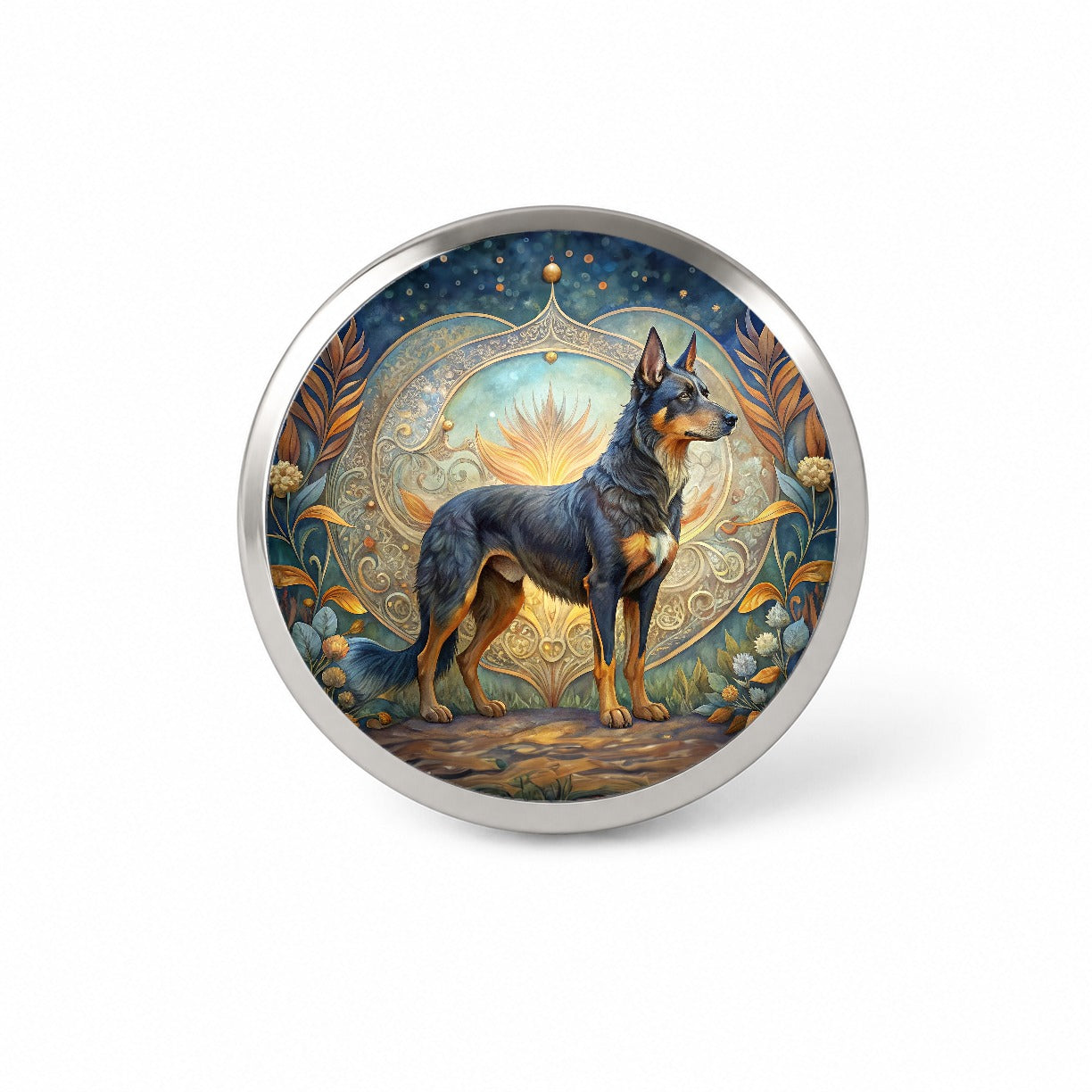 Beauceron Dog Art Nouveau Novelty Hat Backpack Lapel Pin