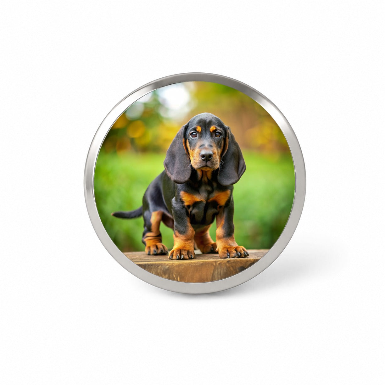 Black And Tan Coonhound Dog Puppy Photo Novelty Hat Backpack Lapel Pin