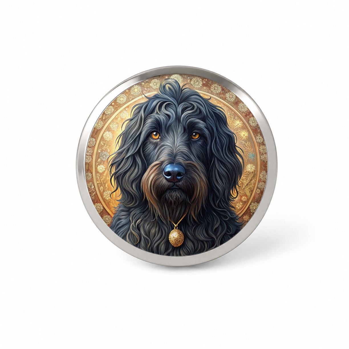 Black Russian Terrier Dog Art Nouveau Novelty Hat Backpack Lapel Pin