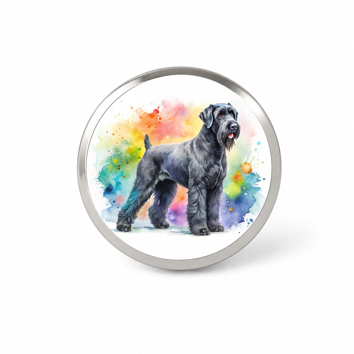 Black Russian Terrier Dog Watercolor Style Novelty Hat Backpack Lapel Pin