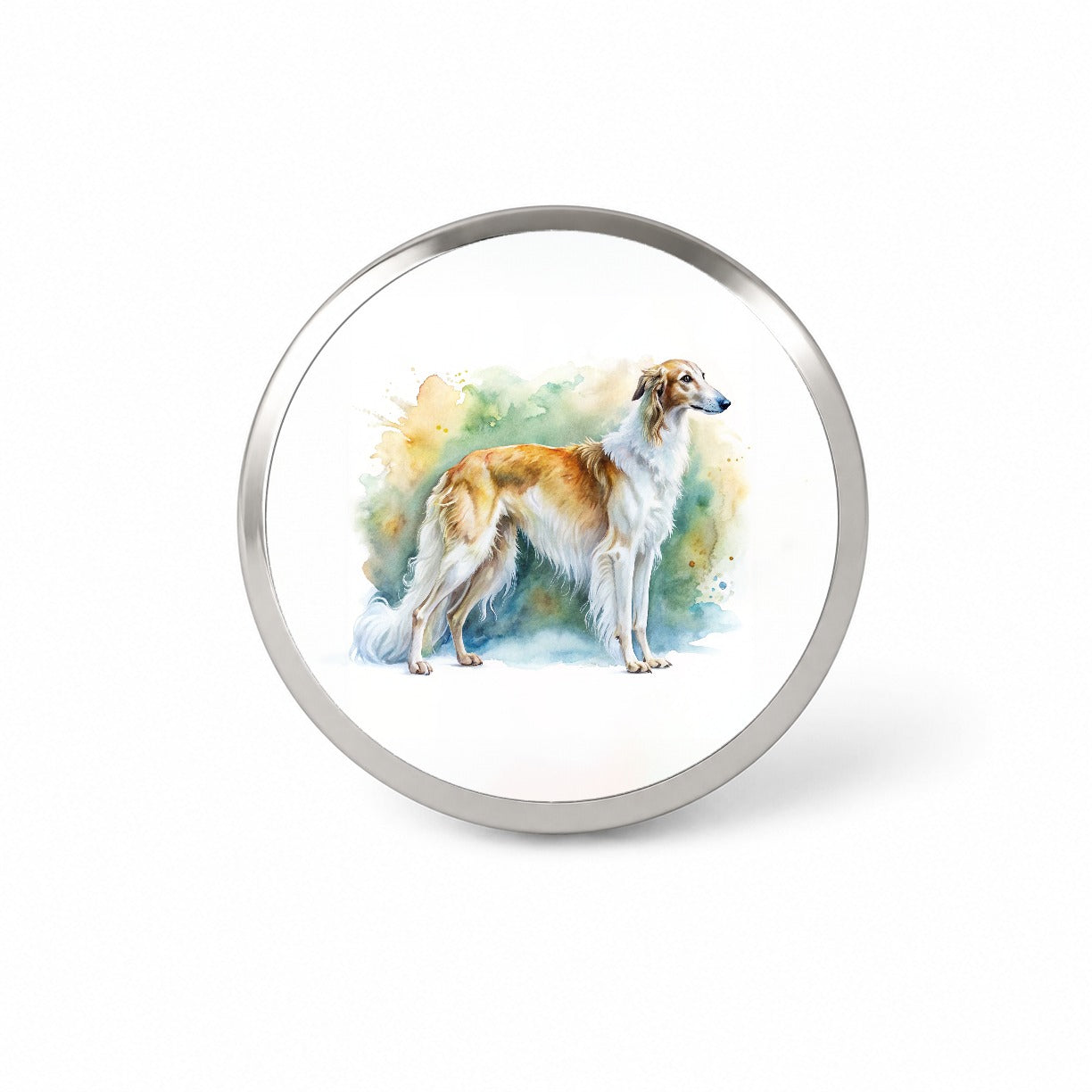 Borzoi Dog Watercolor Style Novelty Hat Backpack Lapel Pin