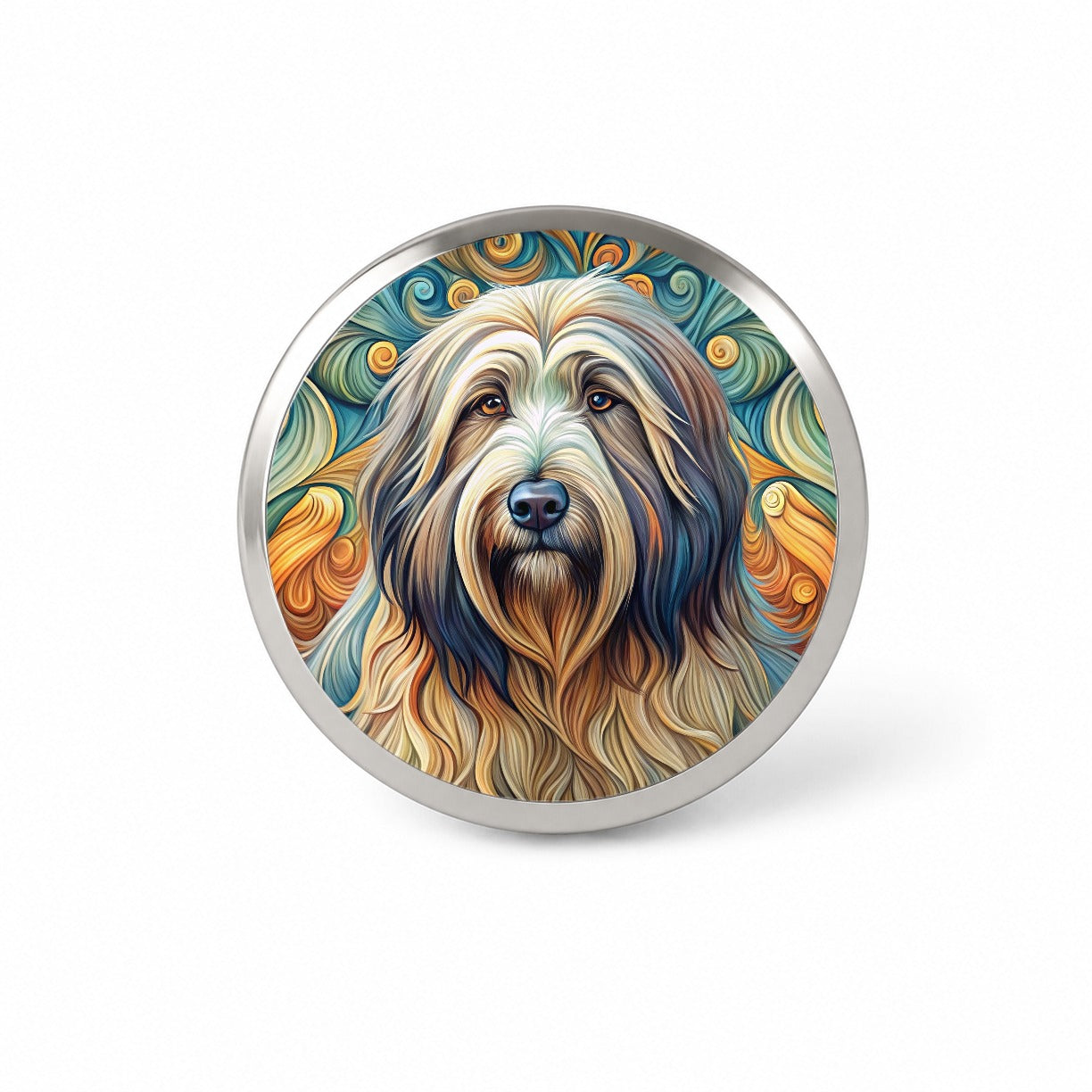 Briard Dog Art Nouveau Novelty Hat Backpack Lapel Pin