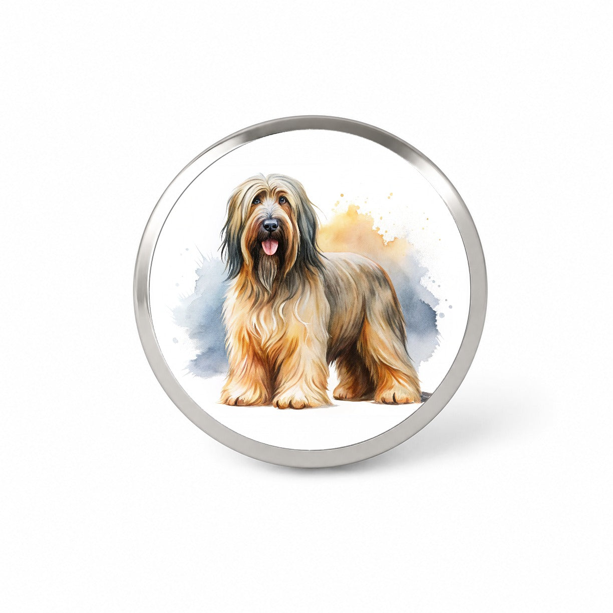 Briard Dog Watercolor Style Novelty Hat Backpack Lapel Pin