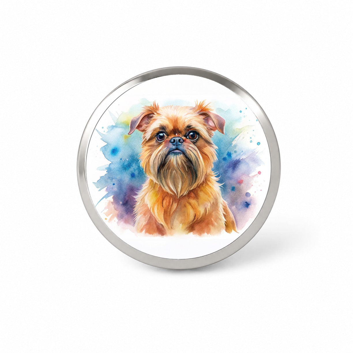 Brussels Griffon Dog Watercolor Style Novelty Hat Backpack Lapel Pin