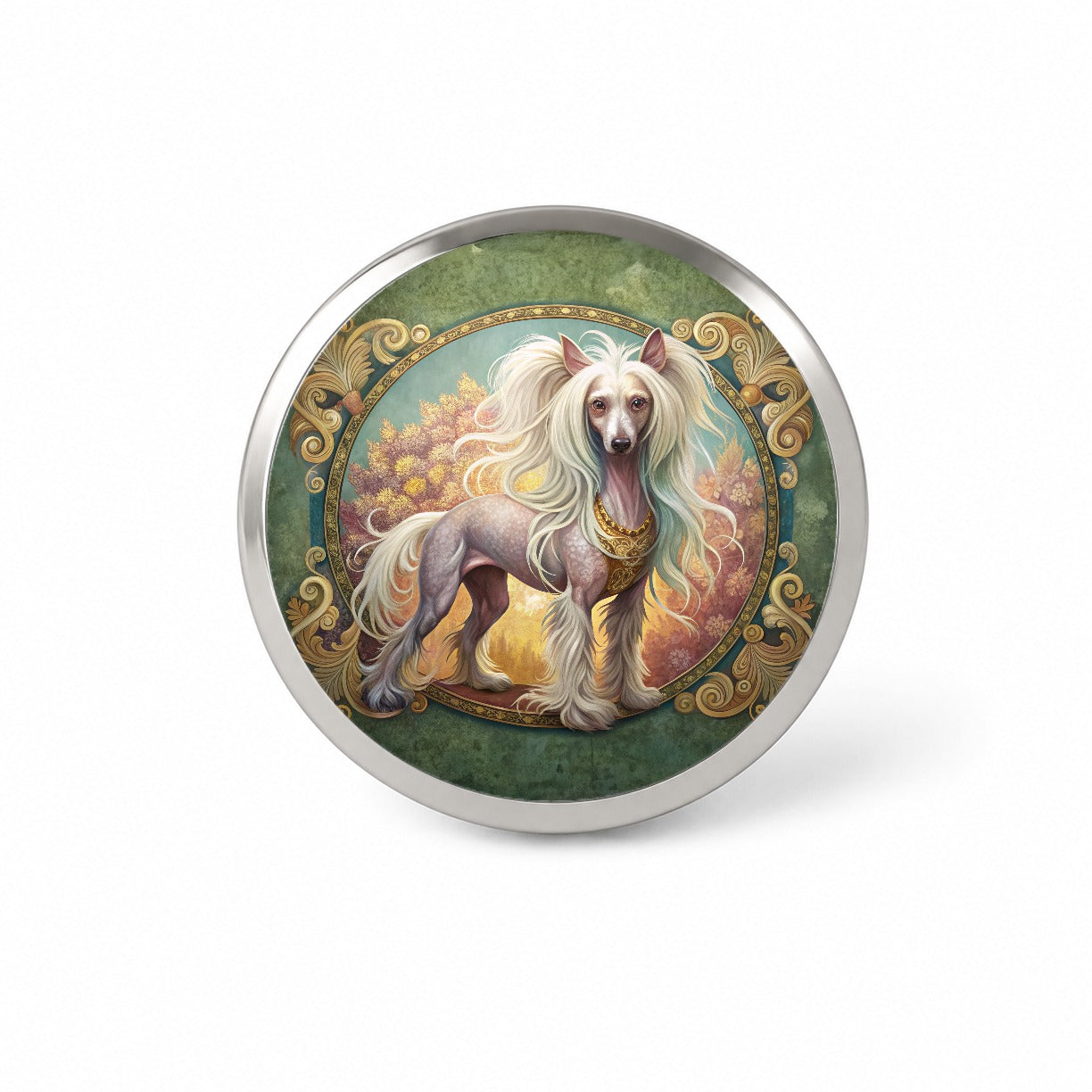 Chinese Crested Dog Art Nouveau Novelty Hat Backpack Lapel Pin