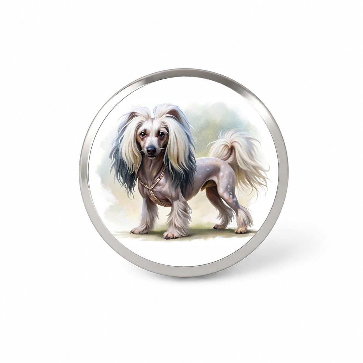 Chinese Crested Dog Illustration Novelty Hat Backpack Lapel Pin