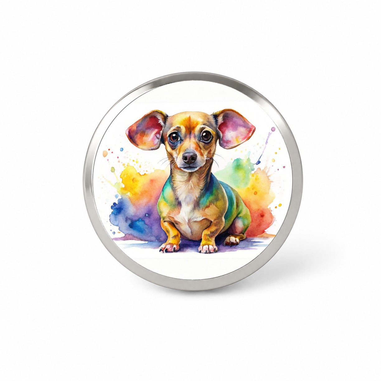 Chiweenie Dog Watercolor Style Novelty Hat Backpack Lapel Pin