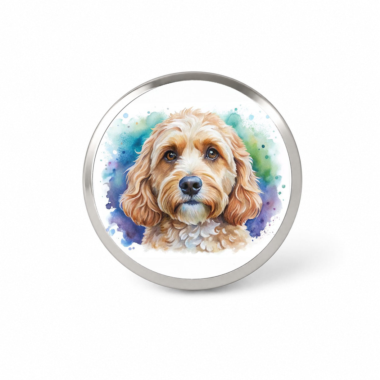 Cockapoo Dog Watercolor Style Novelty Hat Backpack Lapel Pin