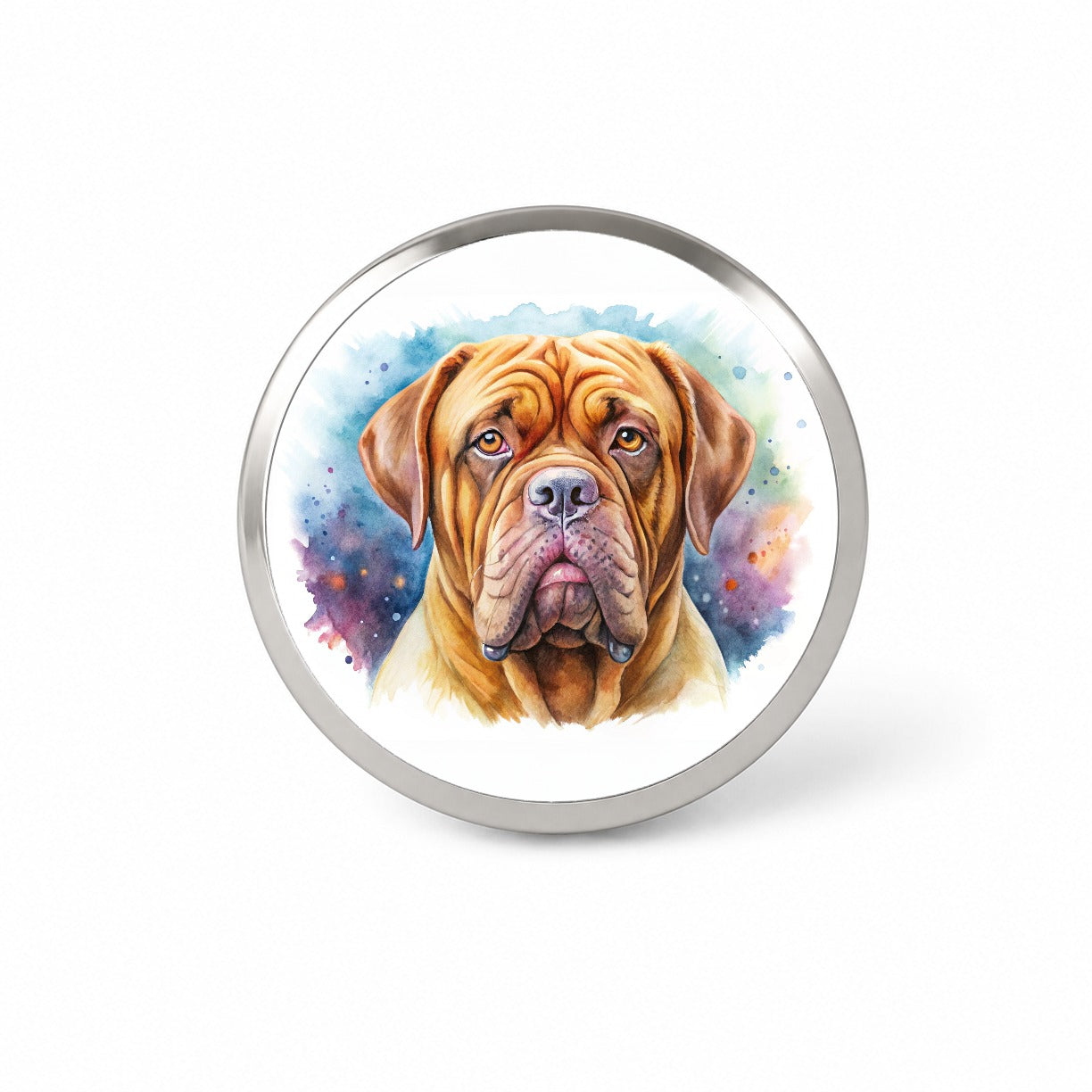 Dogues De Bordeaux Dog Watercolor Style Novelty Hat Backpack Lapel Pin