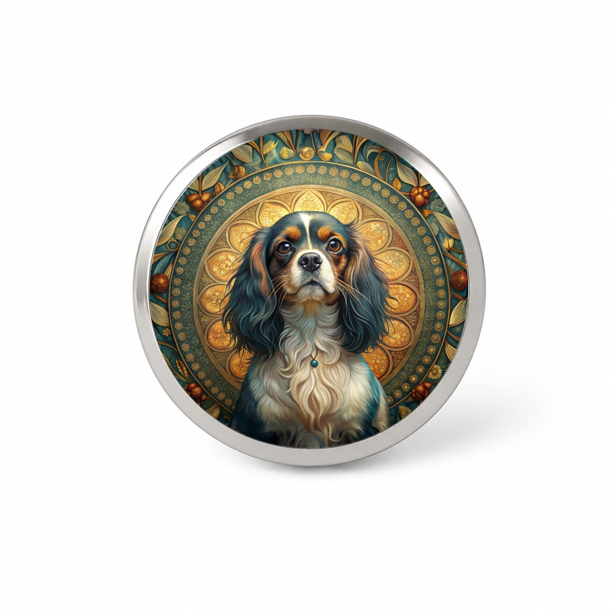 English Toy Spaniel Dog Art Nouveau Novelty Hat Backpack Lapel Pin