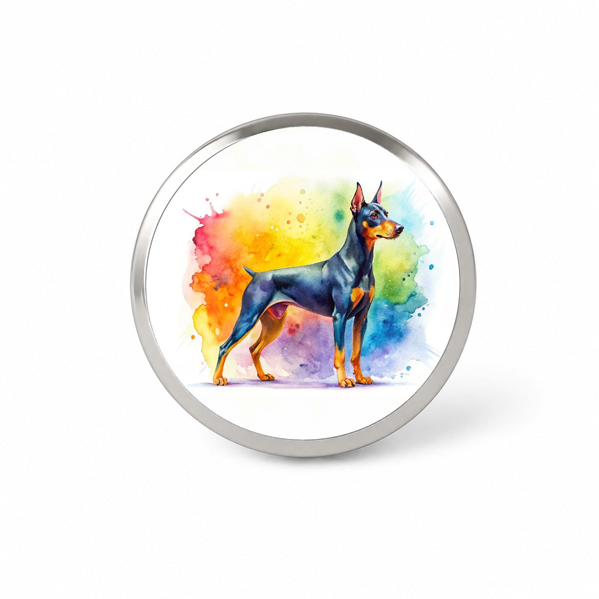German Pinscher Dog Watercolor Style Novelty Hat Backpack Lapel Pin