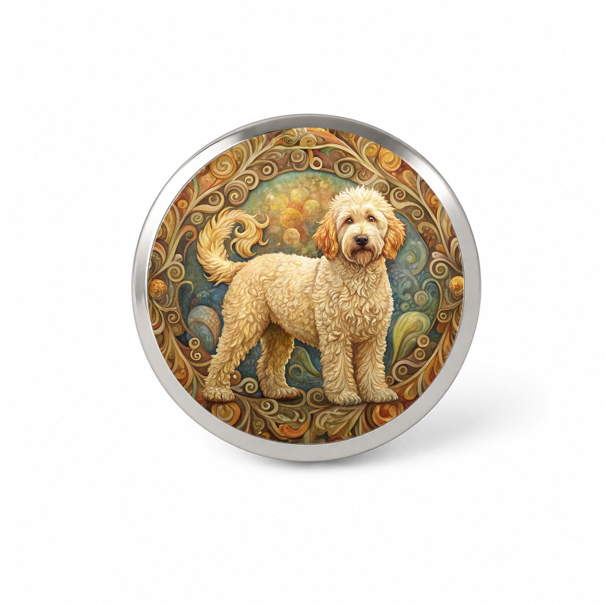 Goldendoodle Dog Art Nouveau Novelty Hat Backpack Lapel Pin