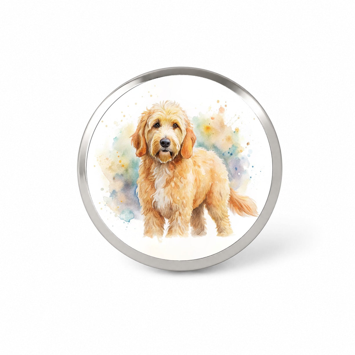 Goldendoodle Dog Watercolor Style Novelty Hat Backpack Lapel Pin
