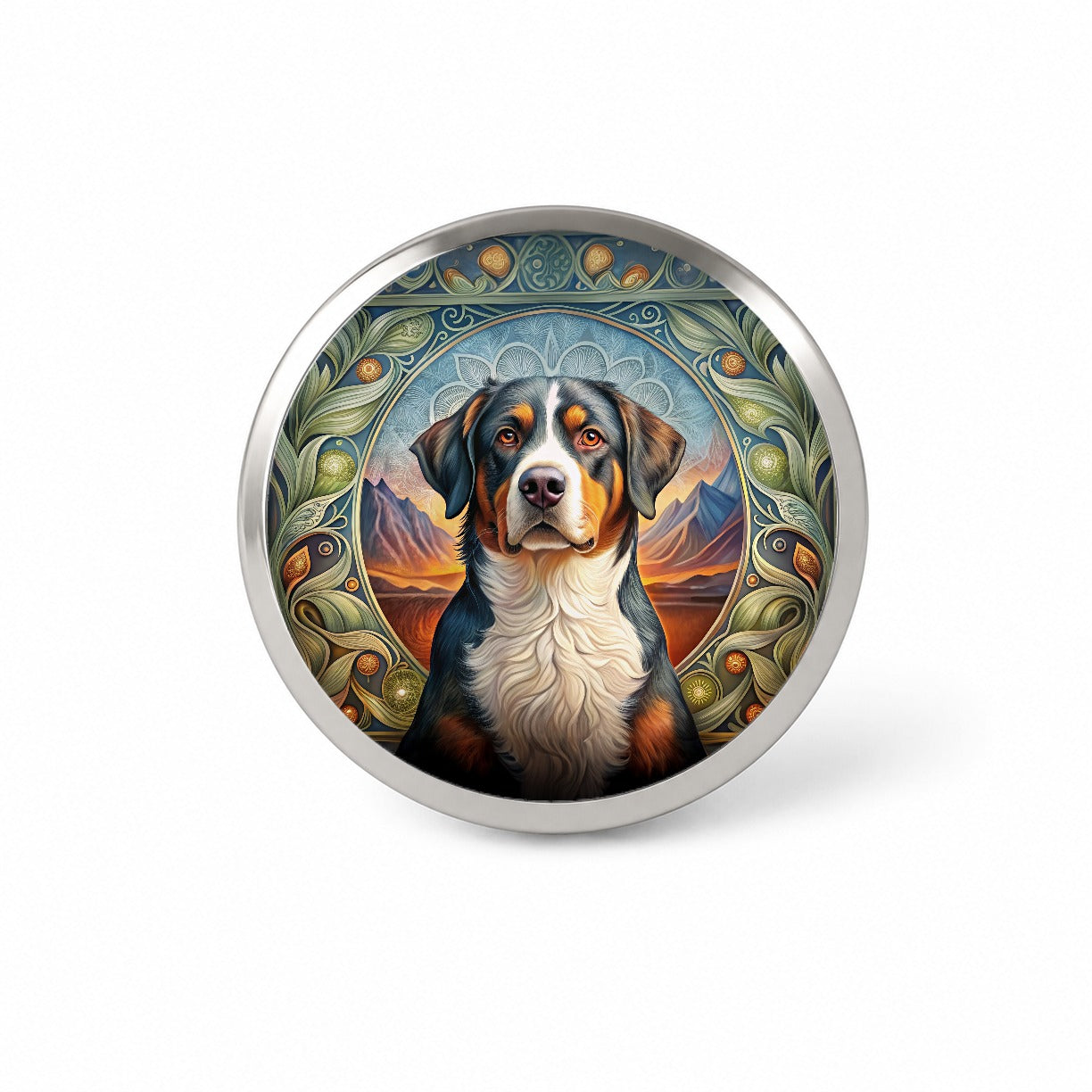 Greater Swiss Mountain Dog Art Nouveau Novelty Hat Backpack Lapel Pin