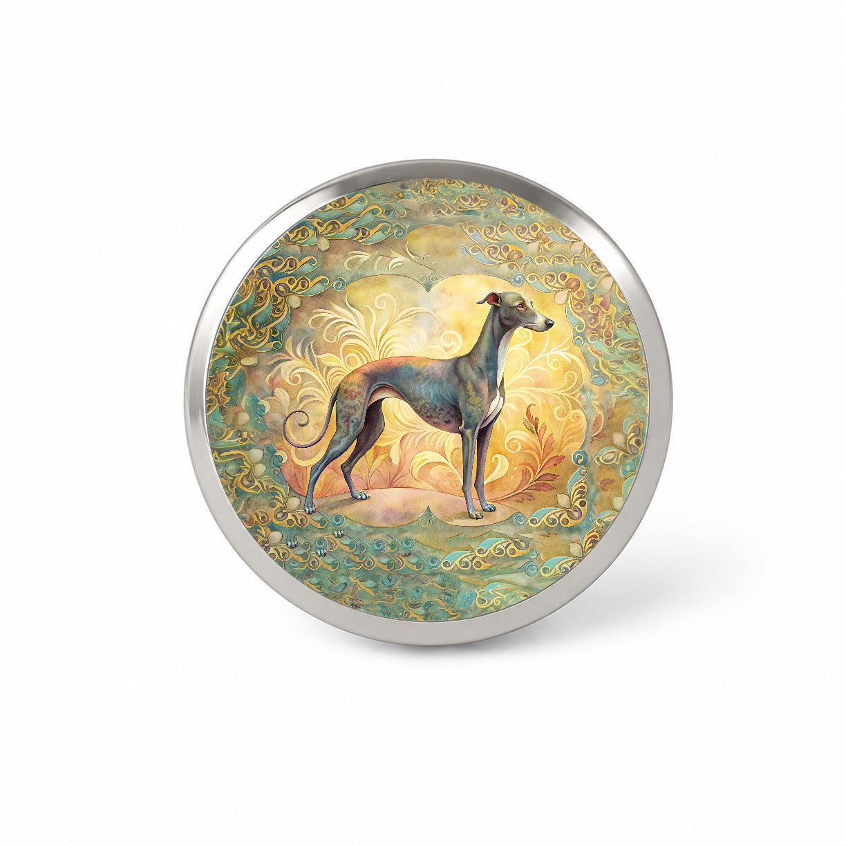 Greyhound Dog Art Nouveau Novelty Hat Backpack Lapel Pin