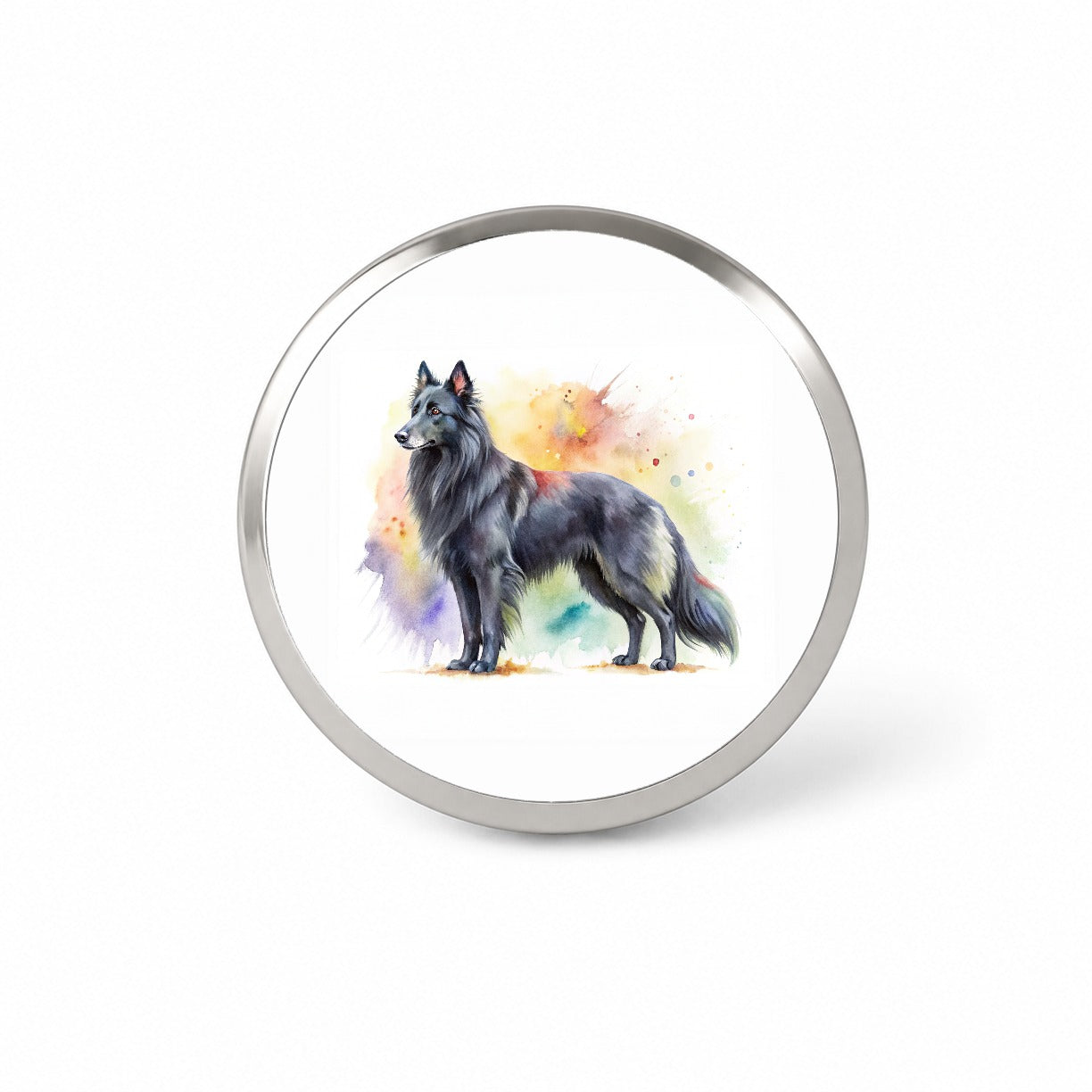 Groenendael Belgian Sheepdog Dog Watercolor Style Novelty Hat Backpack Lapel Pin