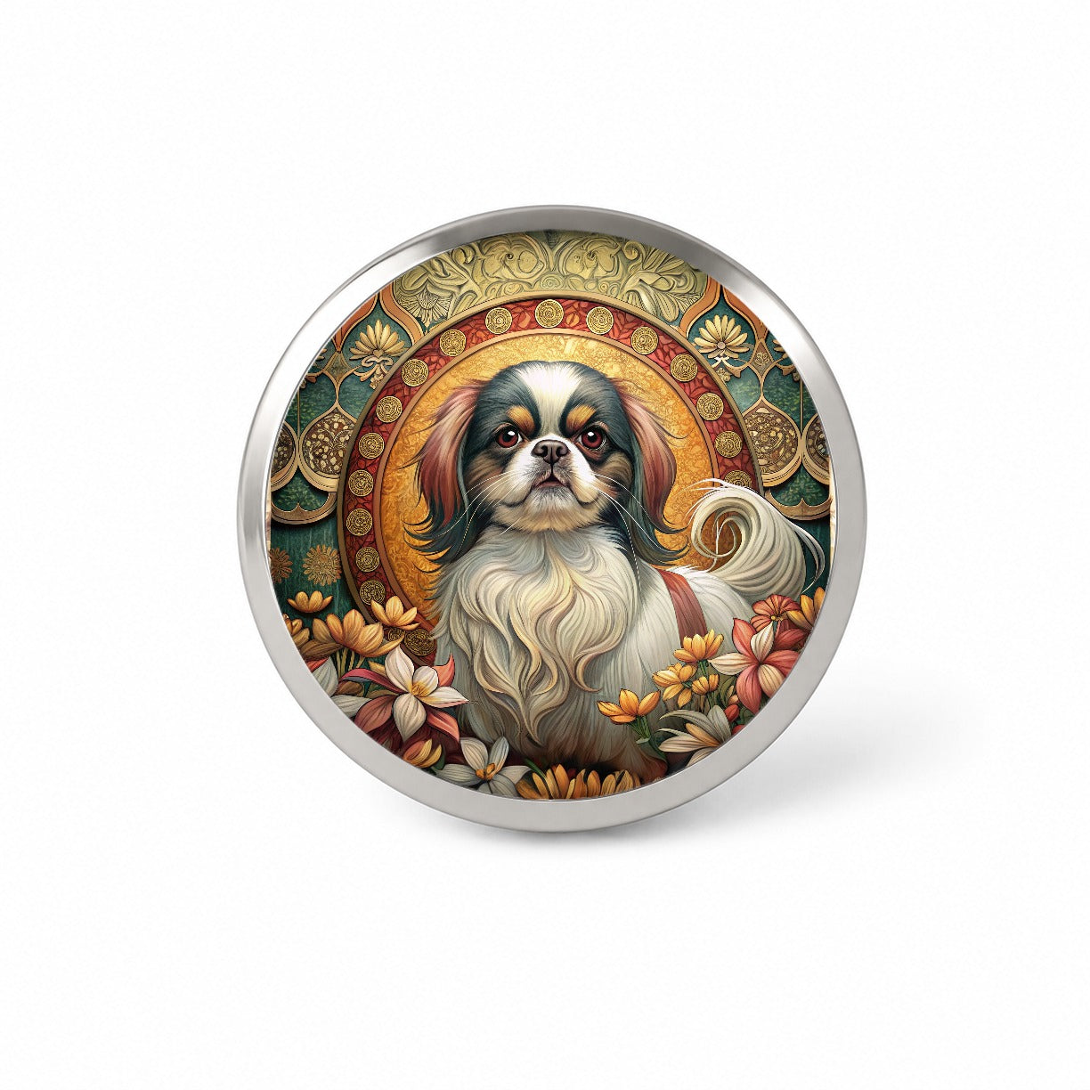 Japanese Chin Dog Art Nouveau Novelty Hat Backpack Lapel Pin