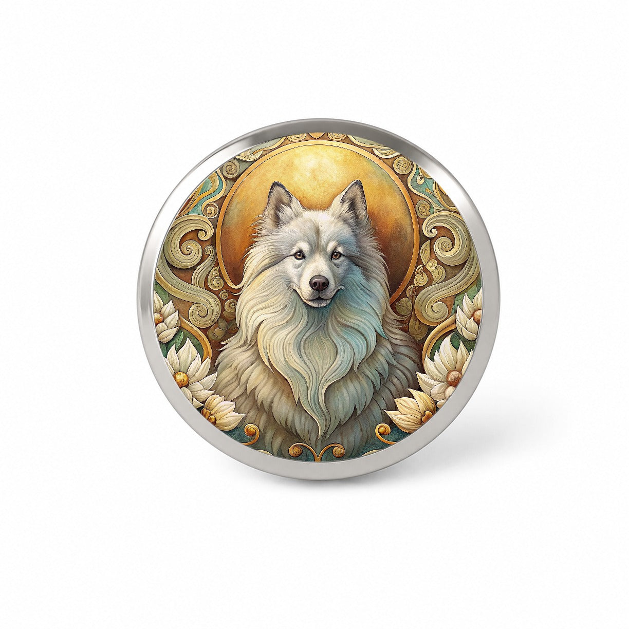 Keeshond Dog Art Nouveau Novelty Hat Backpack Lapel Pin