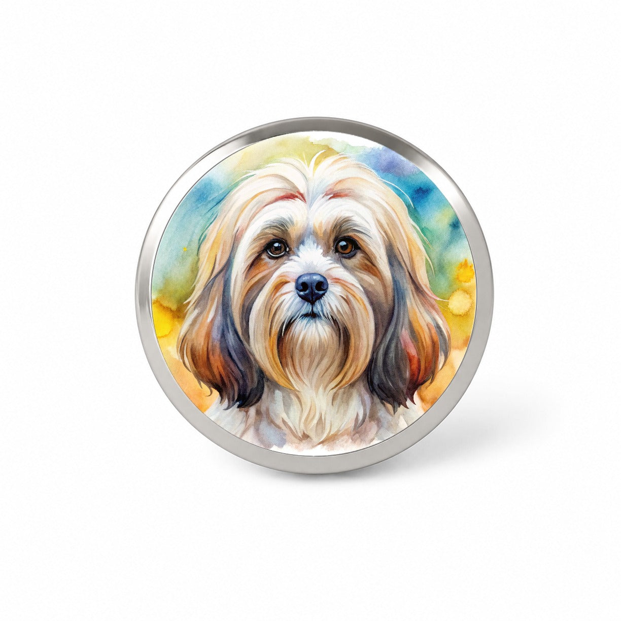 Lhasa Apso Dog Watercolor Style Novelty Hat Backpack Lapel Pin