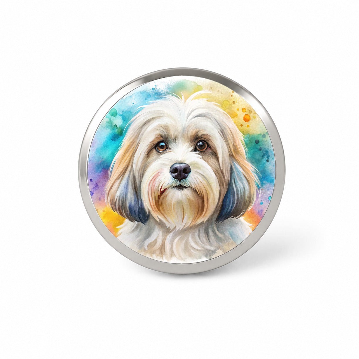 Lowchen Little Lion Dog Watercolor Style Novelty Hat Backpack Lapel Pin