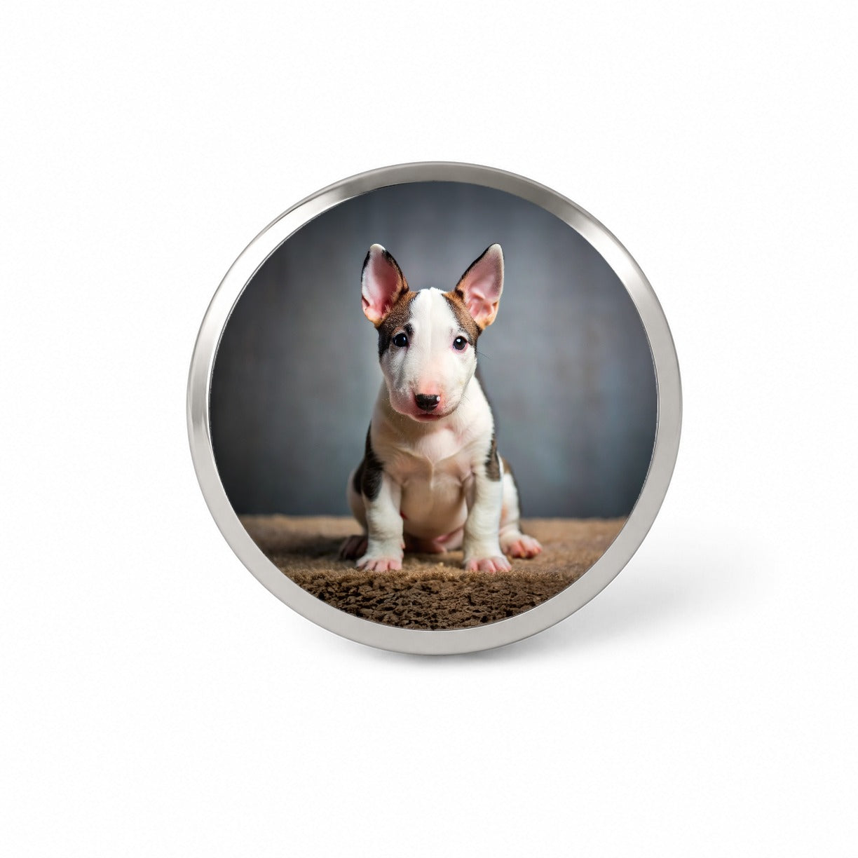 Miniature Bull Terrier Dog Puppy Photo Novelty Hat Backpack Lapel Pin