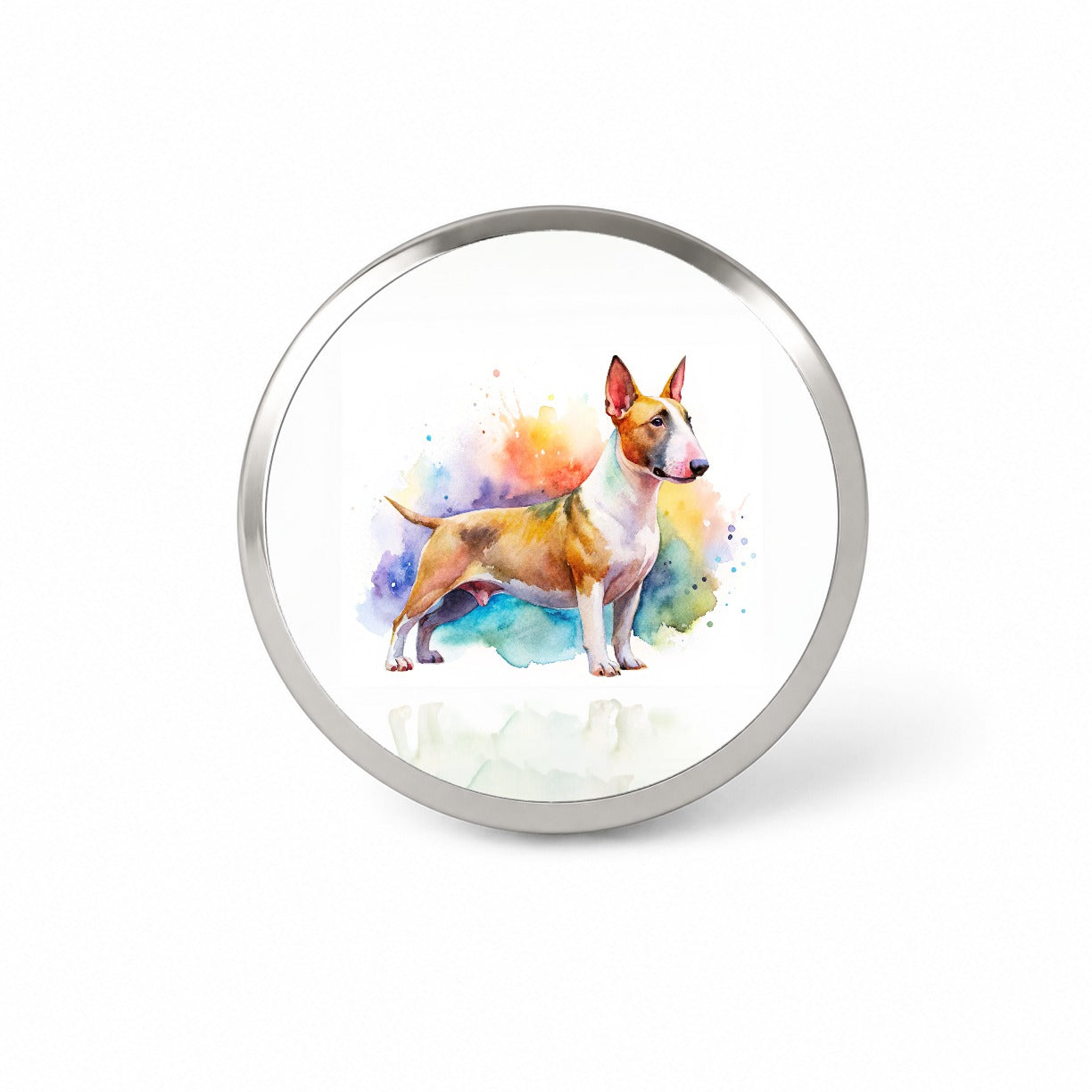 Miniature Bull Terrier Dog Watercolor Style Novelty Hat Backpack Lapel Pin