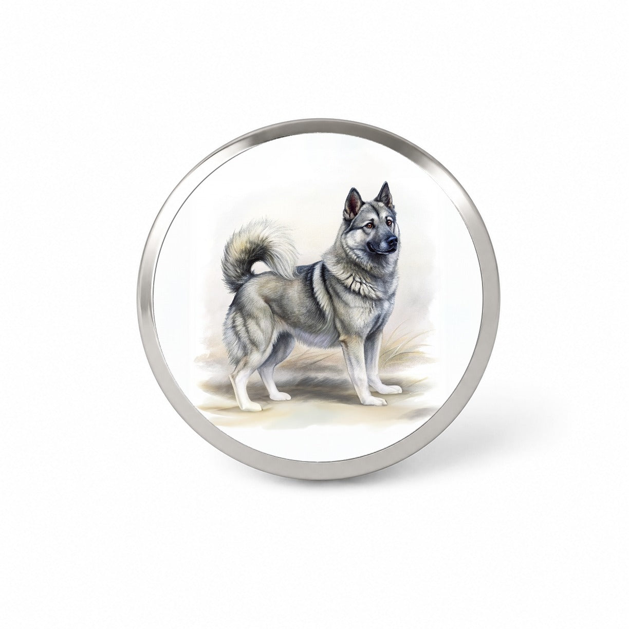 Norwegian Elkhound Dog Illustration Novelty Hat Backpack Lapel Pin