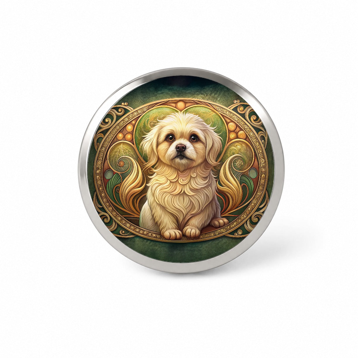 Pekapoo Dog Art Nouveau Novelty Hat Backpack Lapel Pin