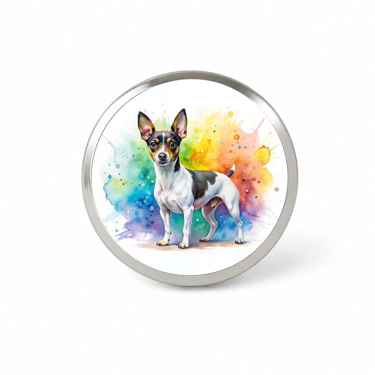 Rat Terrier Dog Watercolor Style Novelty Hat Backpack Lapel Pin