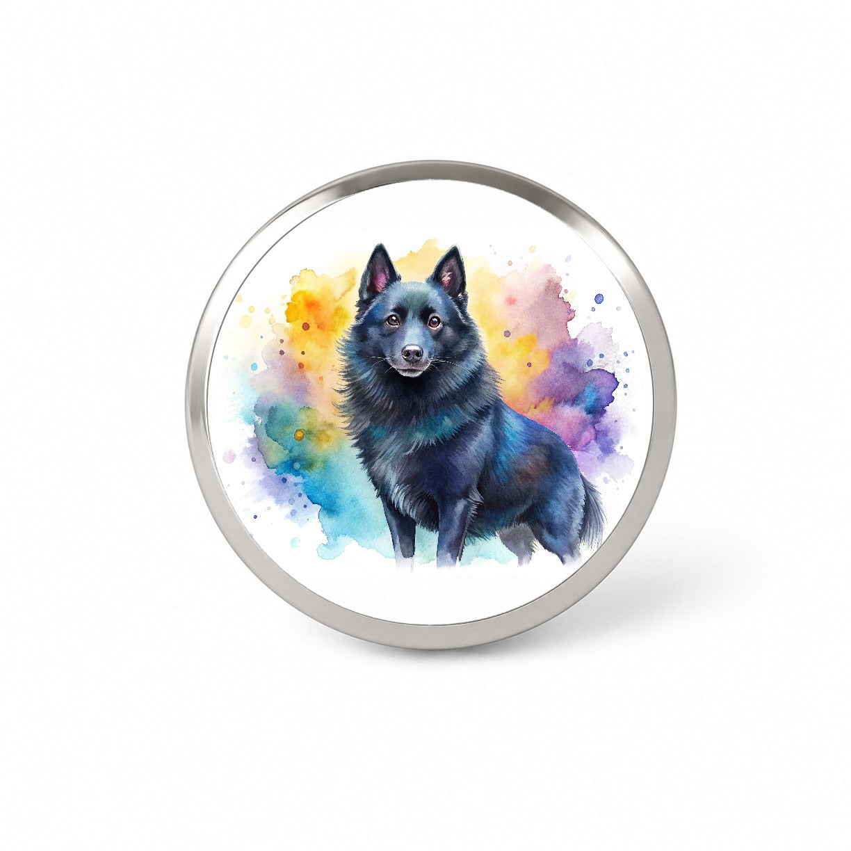 Schipperke Dog Watercolor Style Novelty Hat Backpack Lapel Pin