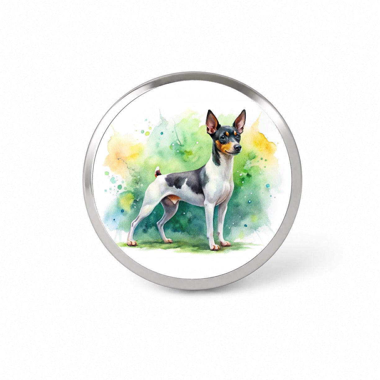 Toy Fox Terrier Dog Watercolor Style Novelty Hat Backpack Lapel Pin