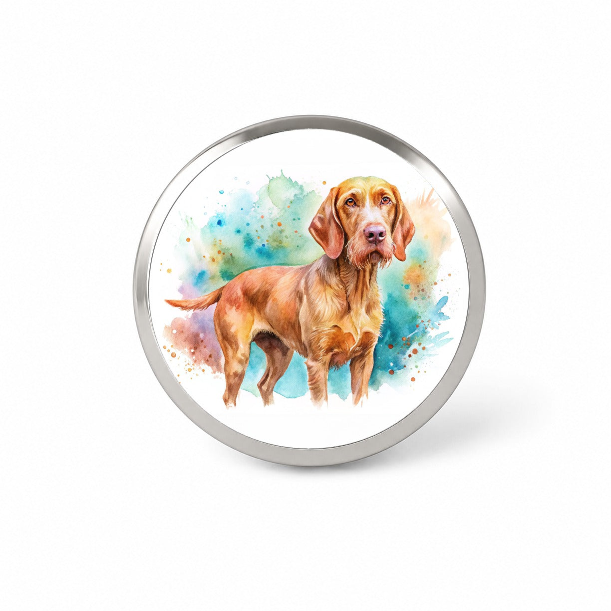 Wirehaired Vizsla Dog Watercolor Style Novelty Hat Backpack Lapel Pin