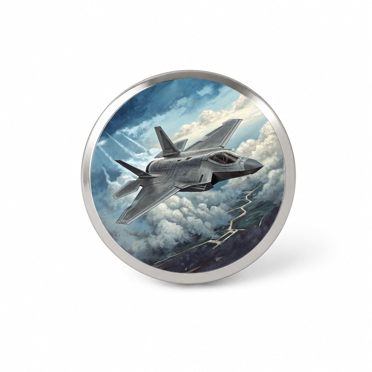 F-35 in Cloudy Sky US Air Force Navy Marines Plane Novelty Hat Backpack Lapel Pin