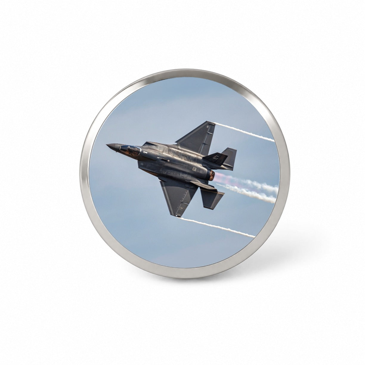 F-35 Plane Afterburners Streaking Through Sky Novelty Hat Backpack Lapel Pin