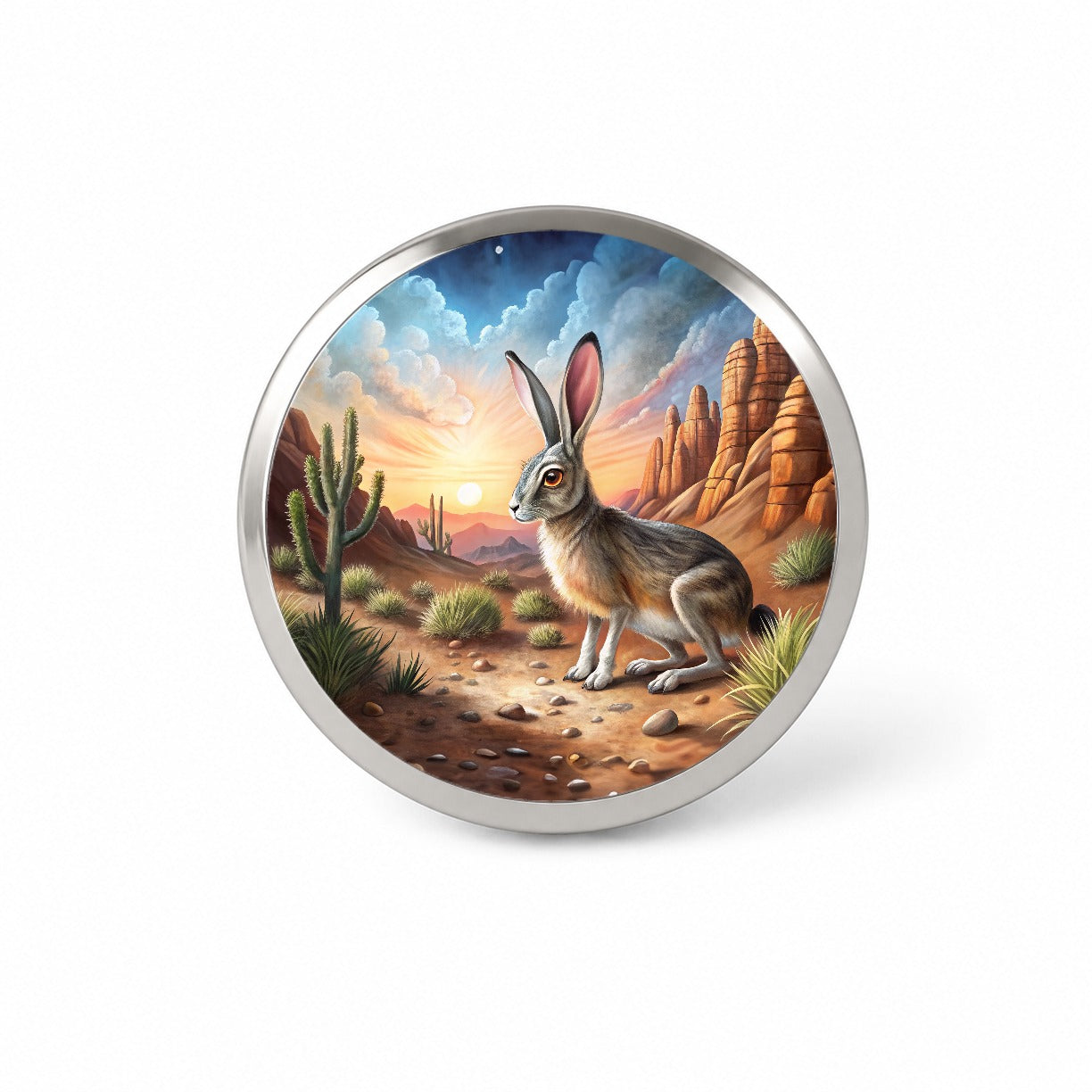 Jackrabbit In Desert Novelty Hat Backpack Lapel Pin