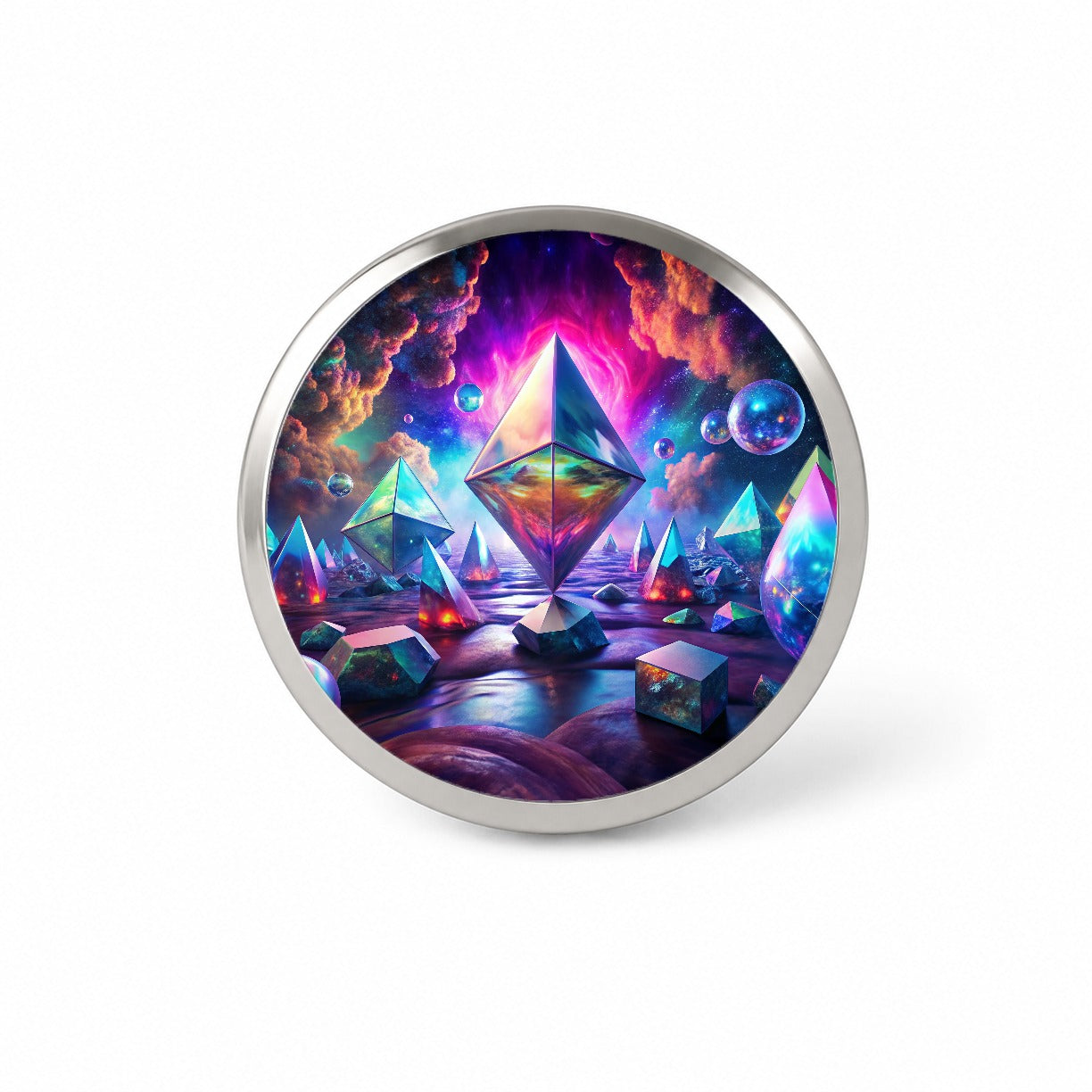Psychedelic Crystals and Prisms Vibrant Colors Novelty Hat Backpack Lapel Pin