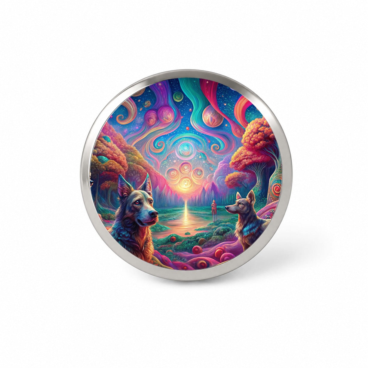 Psychedelic Dogs Vibrant Colors Novelty Hat Backpack Lapel Pin