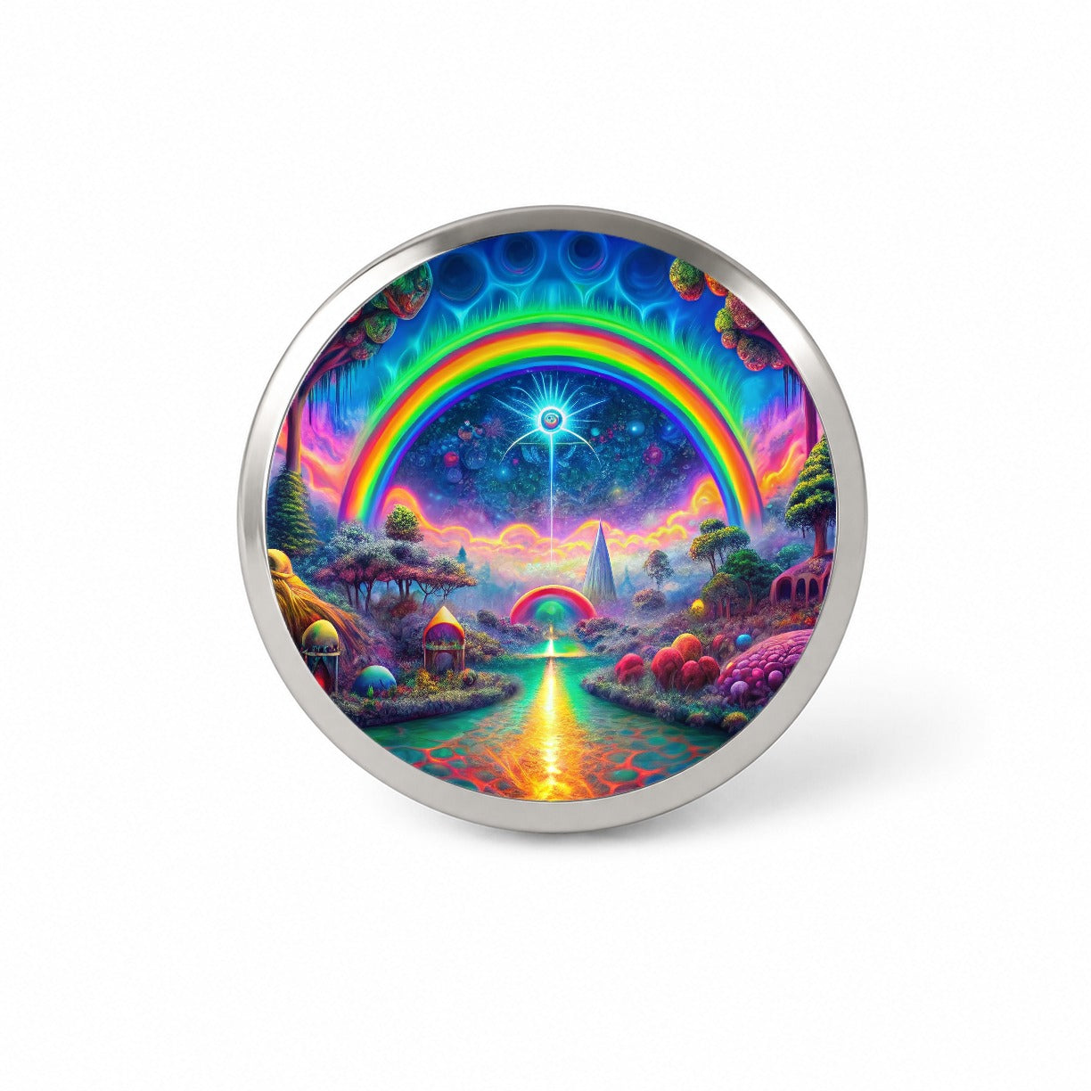Psychedelic Rainbow Scene Novelty Hat Backpack Lapel Pin