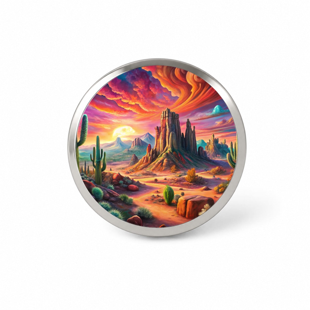 Psychedelic Southwest Desert Scene Novelty Hat Backpack Lapel Pin