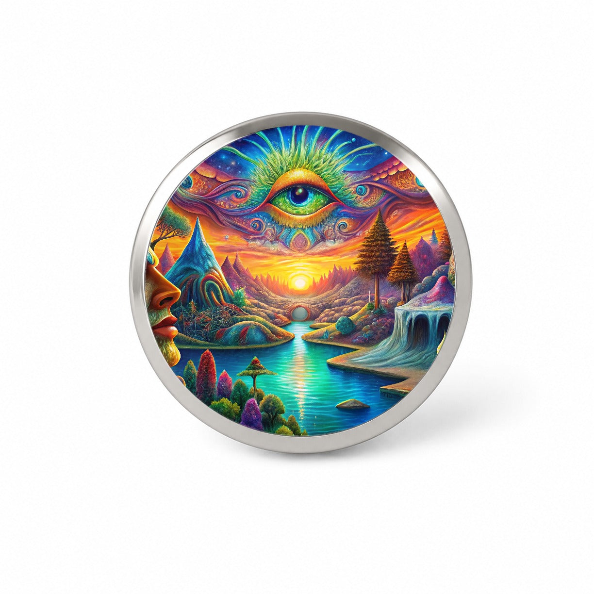 Psychedelic Trippy Artsy Design Novelty Hat Backpack Lapel Pin