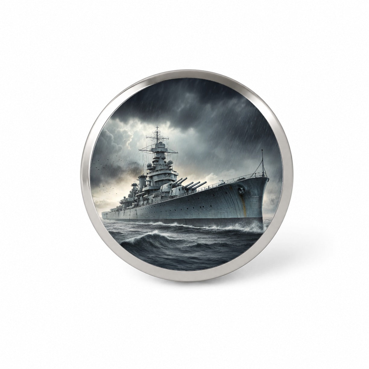 WWII Battleship At Sea Novelty Hat Backpack Lapel Pin