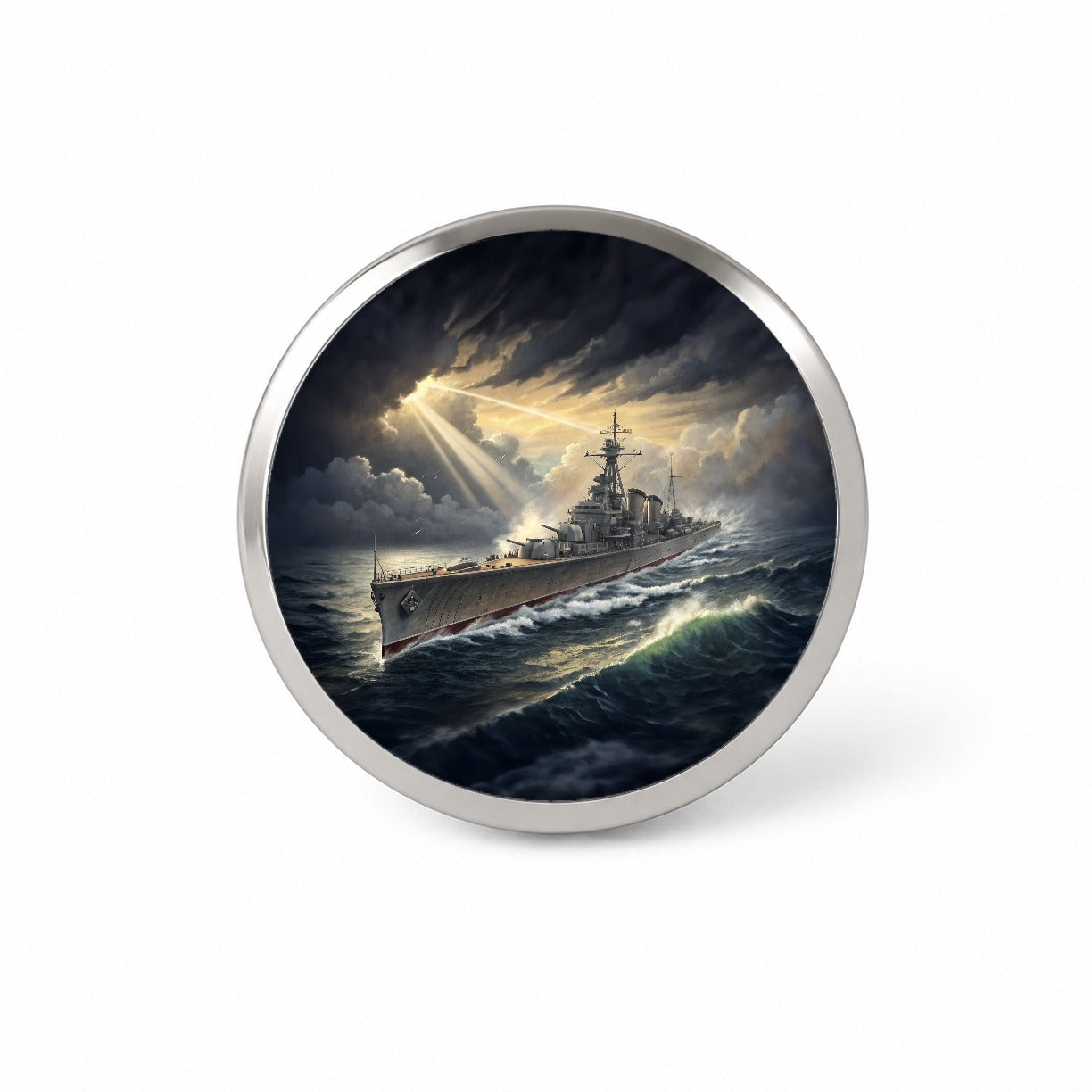 WWII Navy Destroyer After Storm Novelty Hat Backpack Lapel Pin