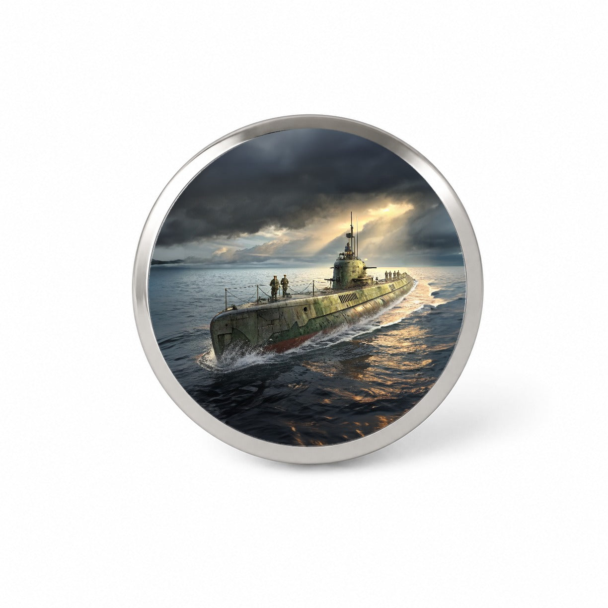 WWII Submarine Running On Surface Novelty Hat Backpack Lapel Pin