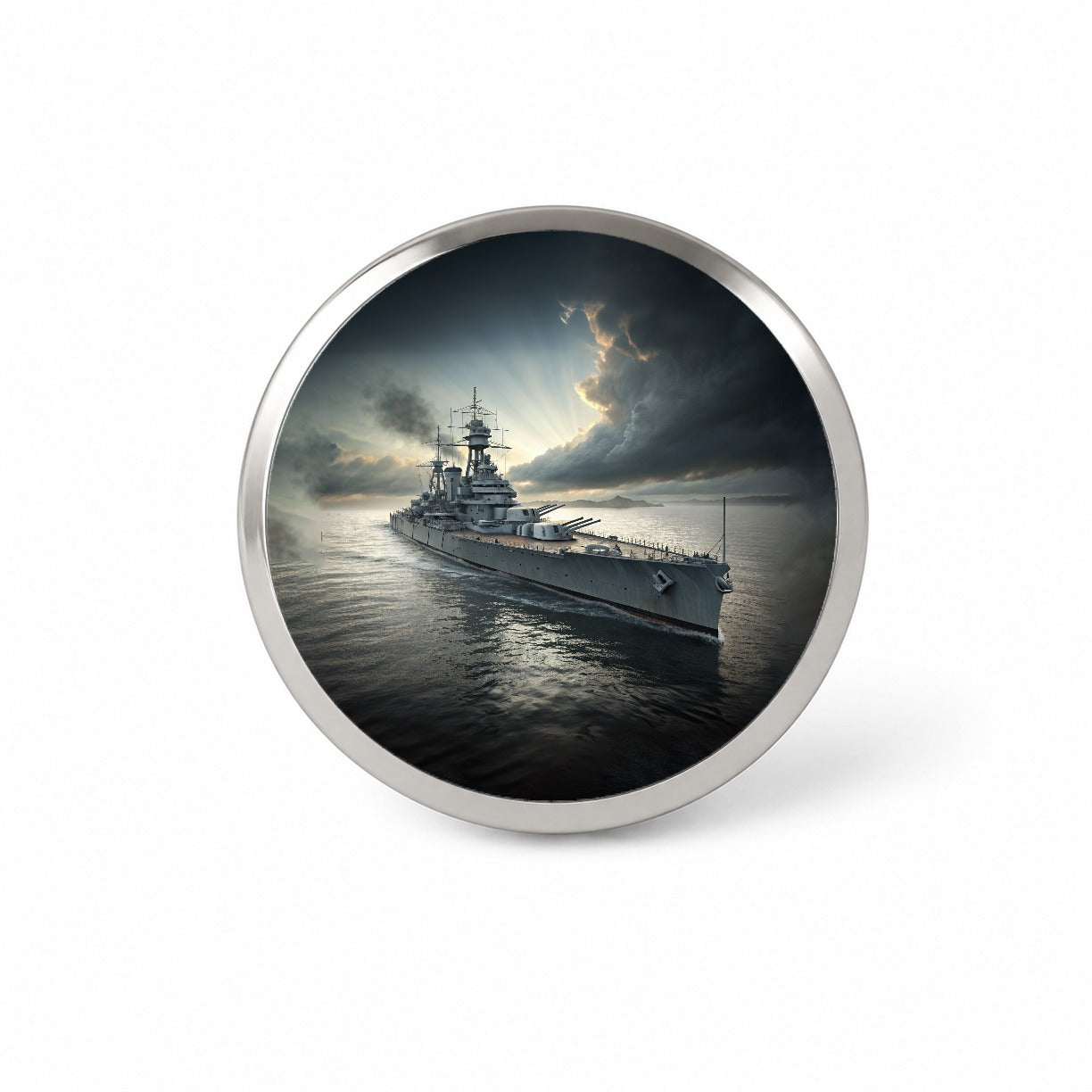 WWII US Navy Battleship At Sea Novelty Hat Backpack Lapel Pin