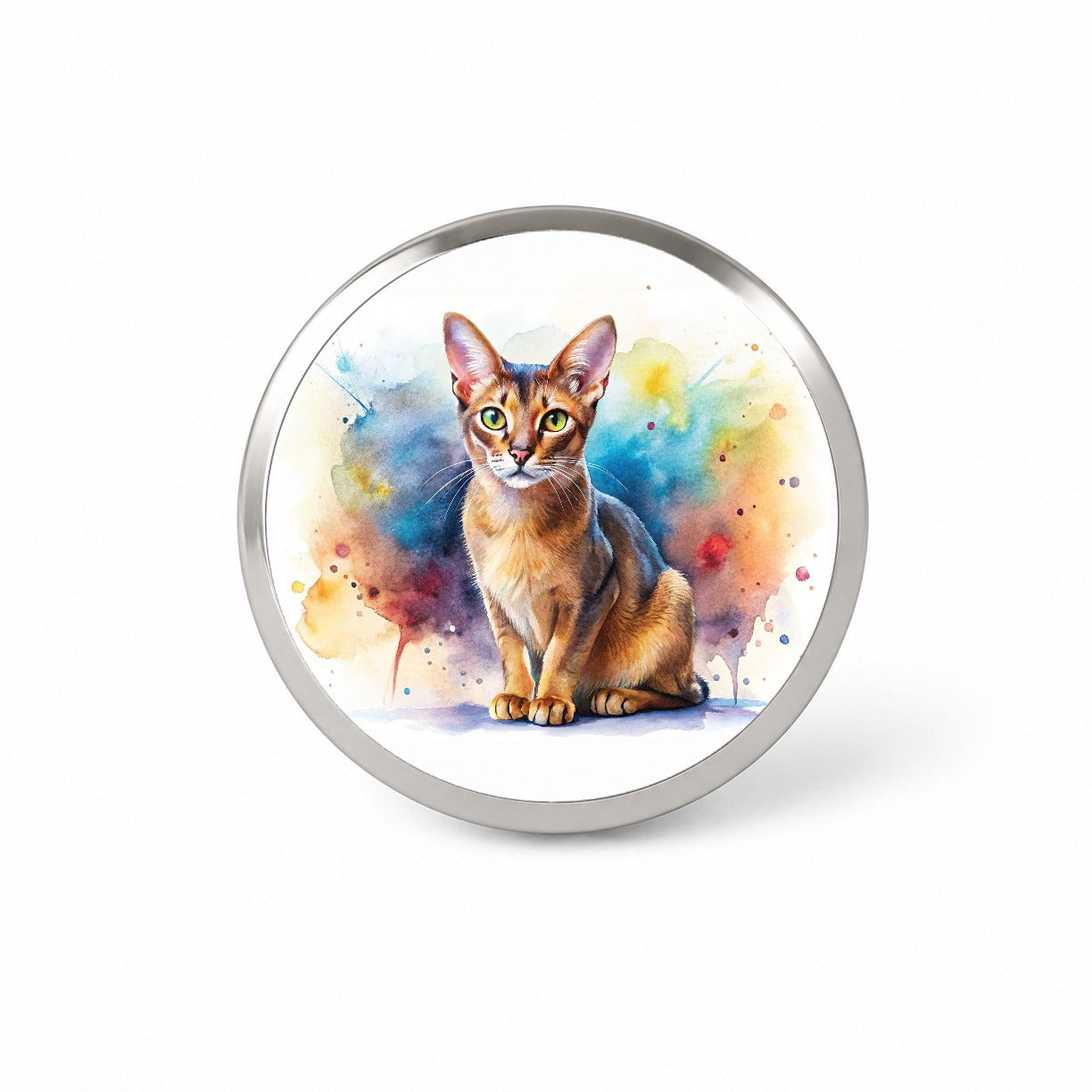 Abyssinian Cat Watercolor Style Novelty Hat Backpack Lapel Pin