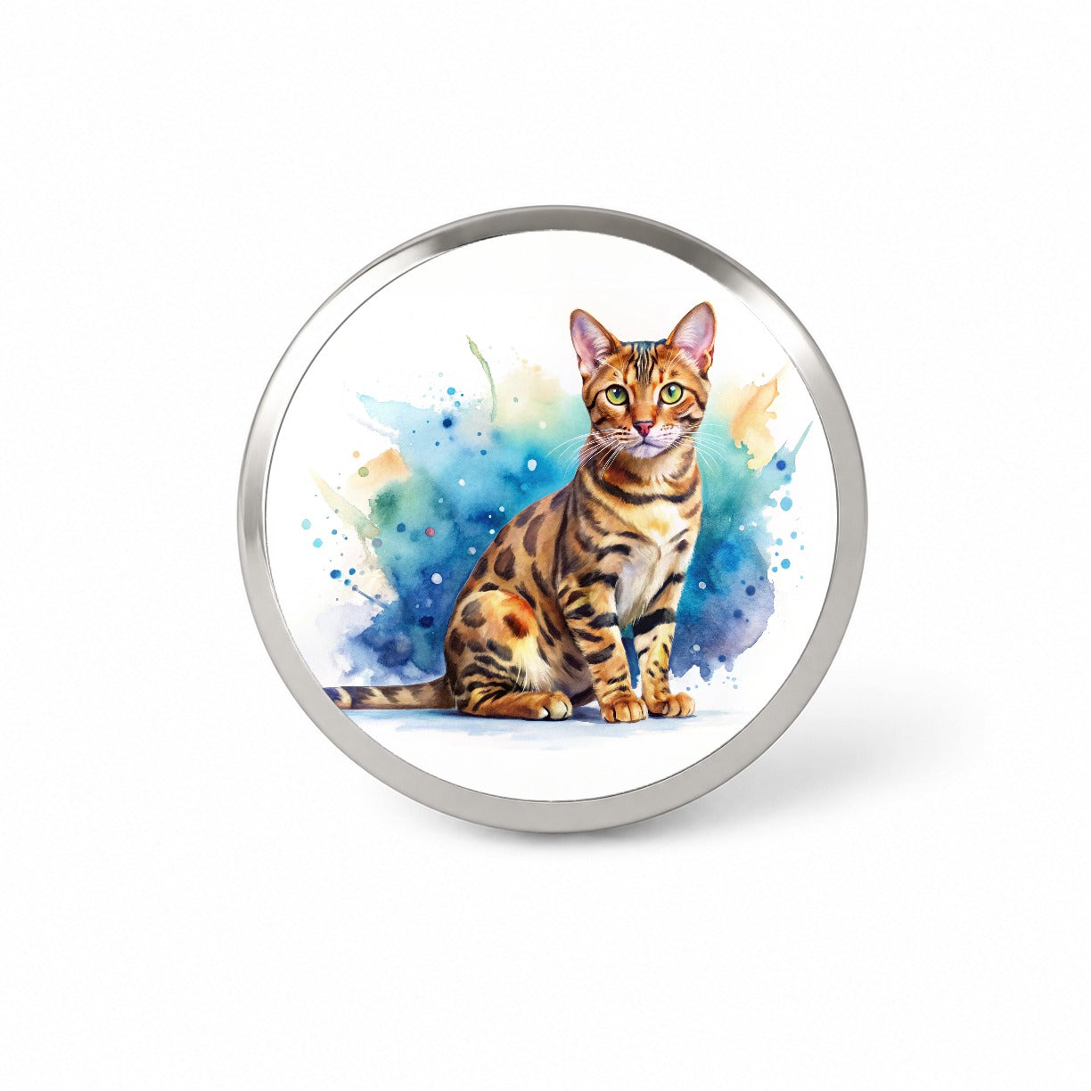 Bengal Cat Watercolor Style Novelty Hat Backpack Lapel Pin